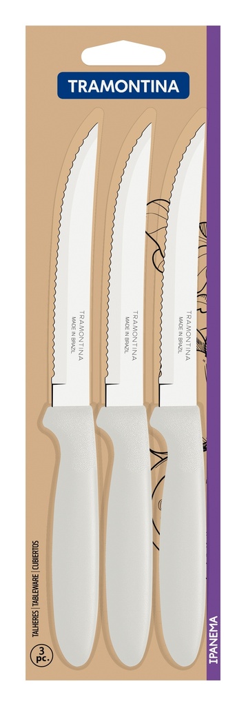 JUEGO CUCHILLOS P/ASADO TRAMONTINA 23360/385 IPANEMA 3PZS