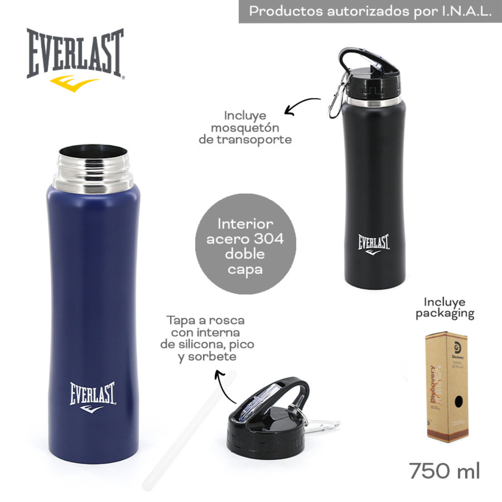 BOTELLA TERMICA EVERLAST 14711-C 750ML NEGRO CON PICO