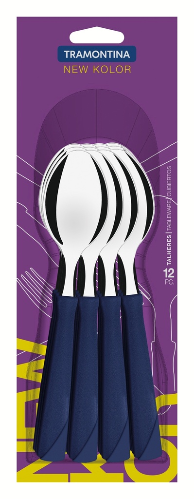 JUEGO CUCHARAS DE MESA TRAMONTINA 23163/910 NEW KOLOR 12PZS AZUL