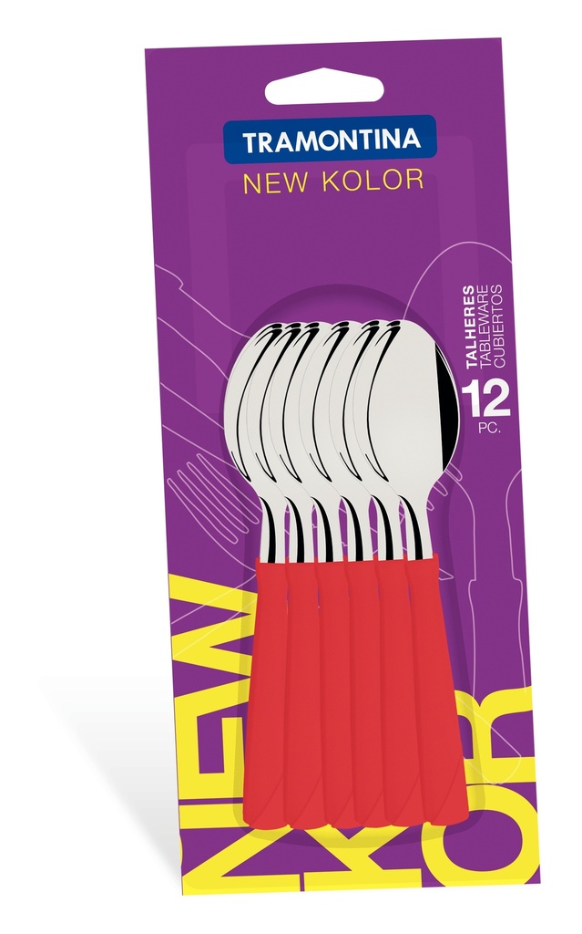CUCHARAS DE TE TRAMONTINA 23167/970 NEW KOLOR 12PZS ROJO