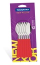 CUCHARAS DE TE TRAMONTINA 23167/970 NEW KOLOR 12PZS ROJO