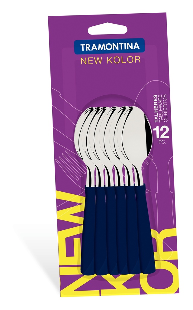 CUCHARAS DE TE TRAMONTINA 23167/910 NEW KOLOR 12PZS AZUL