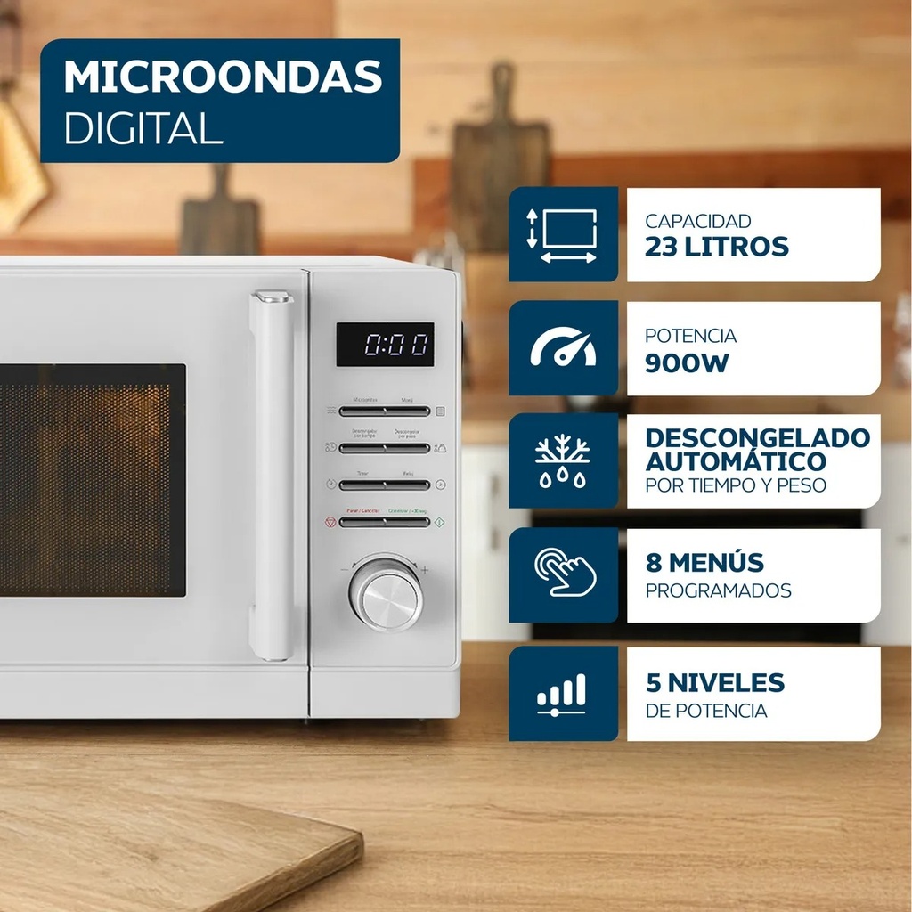 MICROONDAS PHILCO MPHDW23UAP BLANCO DIGITAL 23L