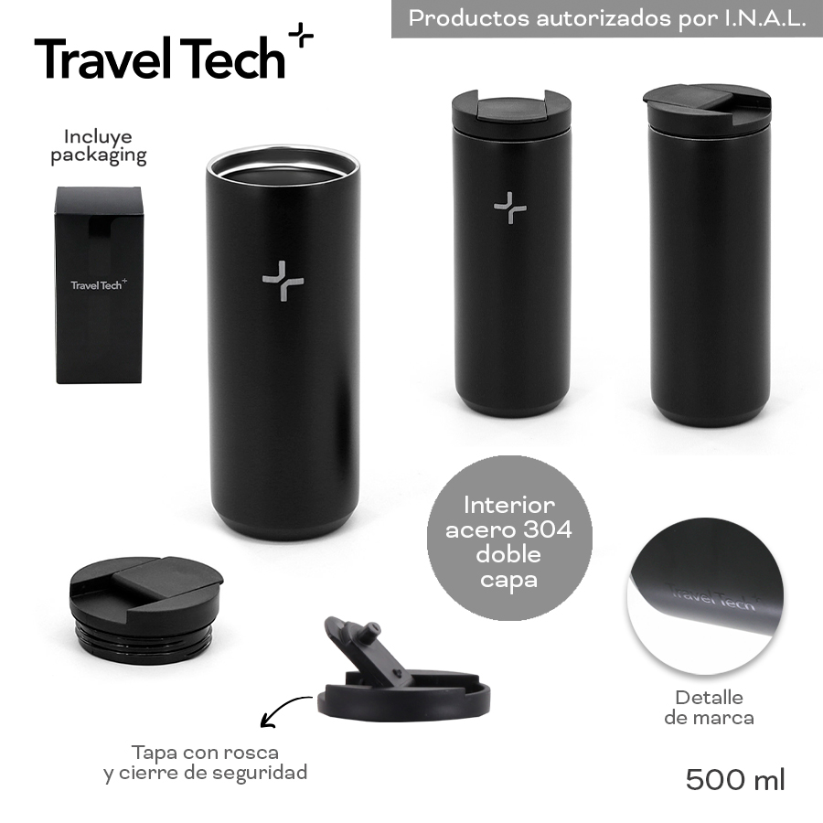 VASO TERMICO TRAVEL TECH 18619 500ML NEGRO