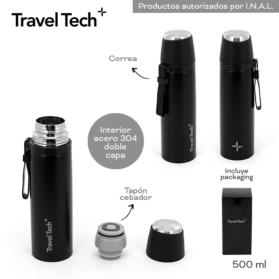 TERMO TRAVEL TECH 18660 500ML NEGRO CON PICO
