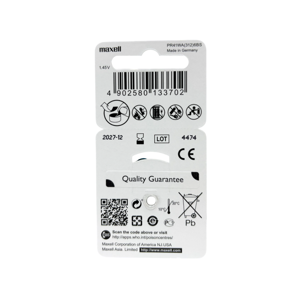 PILA MAXELL 312 PR41 AUDIFONO BP6