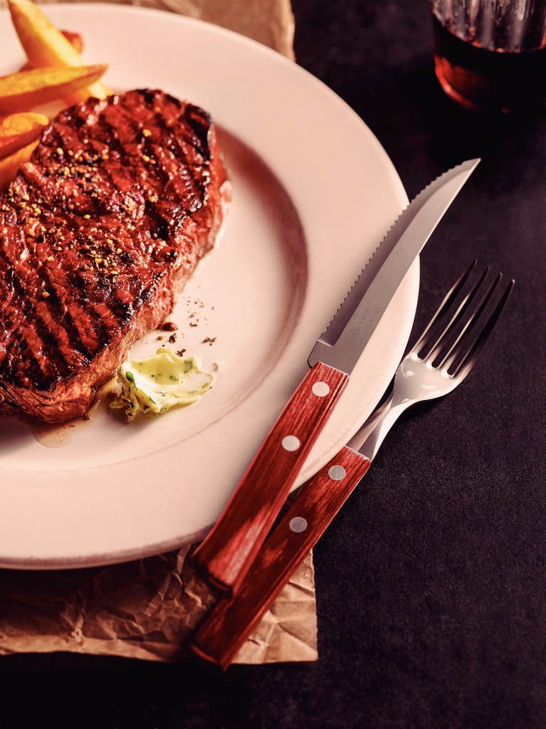 CUCHILLO P/ASADO TRAMONTINA 21199/764 5 POLYWOOD 60PZS ROJO