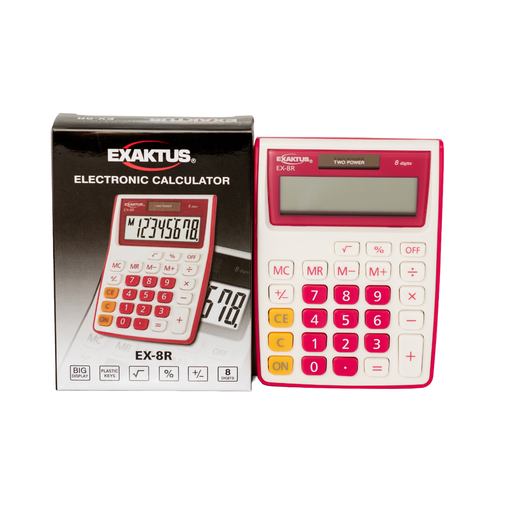 CALCULADORA EXAKTUS EX-8R ROJO