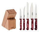 JUEGO CUCHILLOS TRAMONTINA 21199/783 POLYWOOD 6PZS CON TACO MADERA ROJO