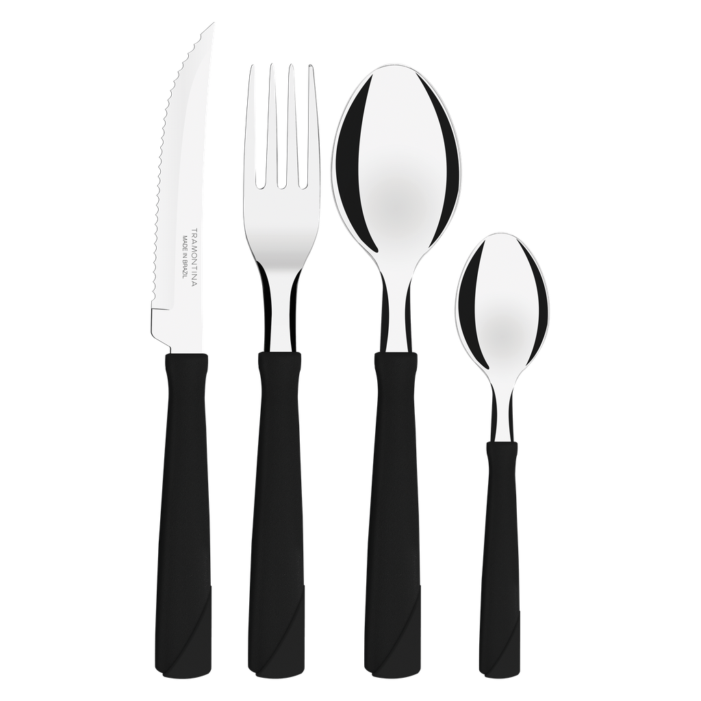 JUEGO DE CUBIERTOS TRAMONTINA 23198/094 NEW KOLOR 24PZS NEGRO