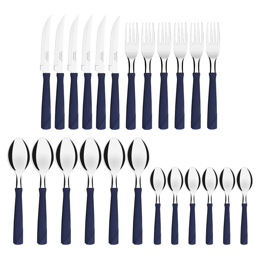 JUEGO DE CUBIERTOS TRAMONTINA 23198/194 NEW KOLOR 24PZS AZUL