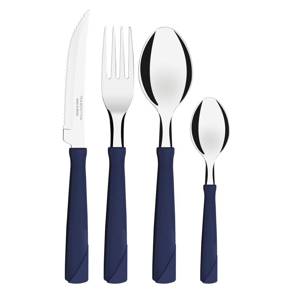 JUEGO DE CUBIERTOS TRAMONTINA 23198/194 NEW KOLOR 24PZS AZUL