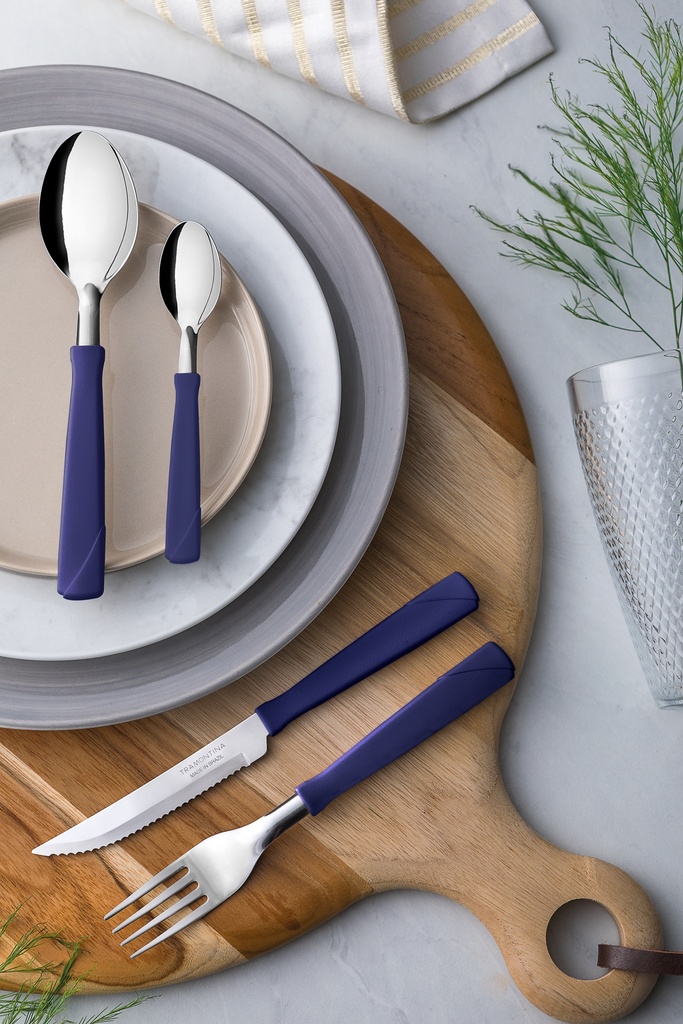 JUEGO DE CUBIERTOS TRAMONTINA 23198/194 NEW KOLOR 24PZS AZUL