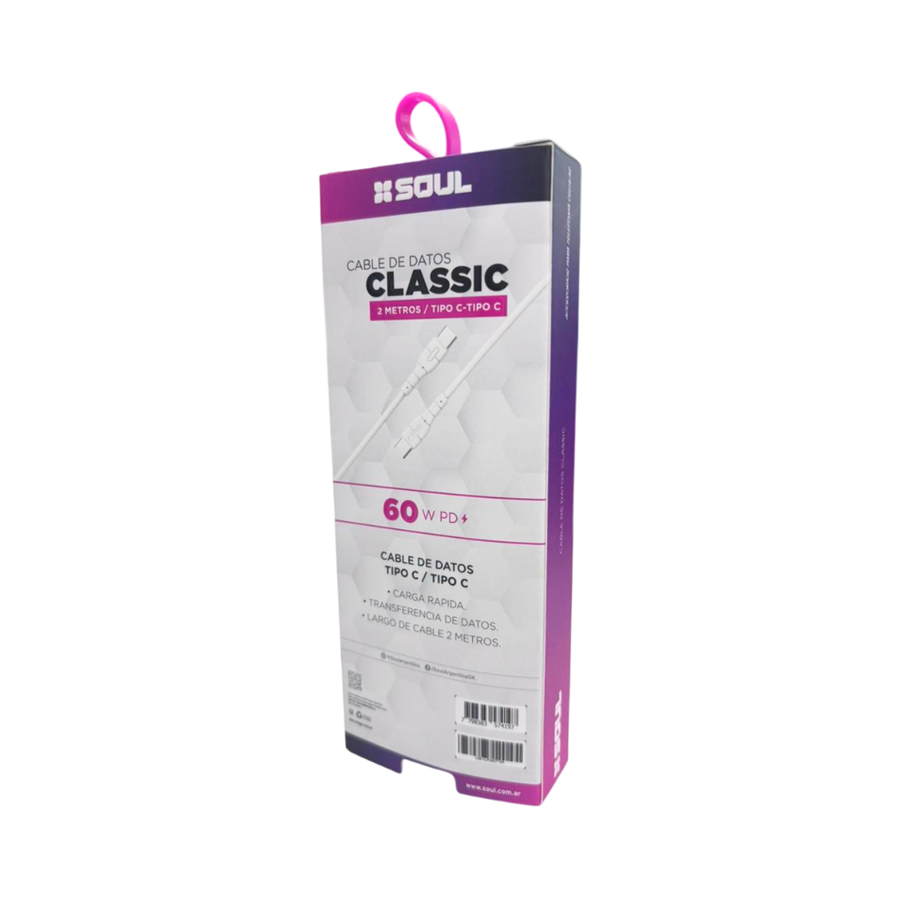 CABLE DE DATOS SOUL CLASSIC USB-CLPD60TT2M TC-TC 2M 60w