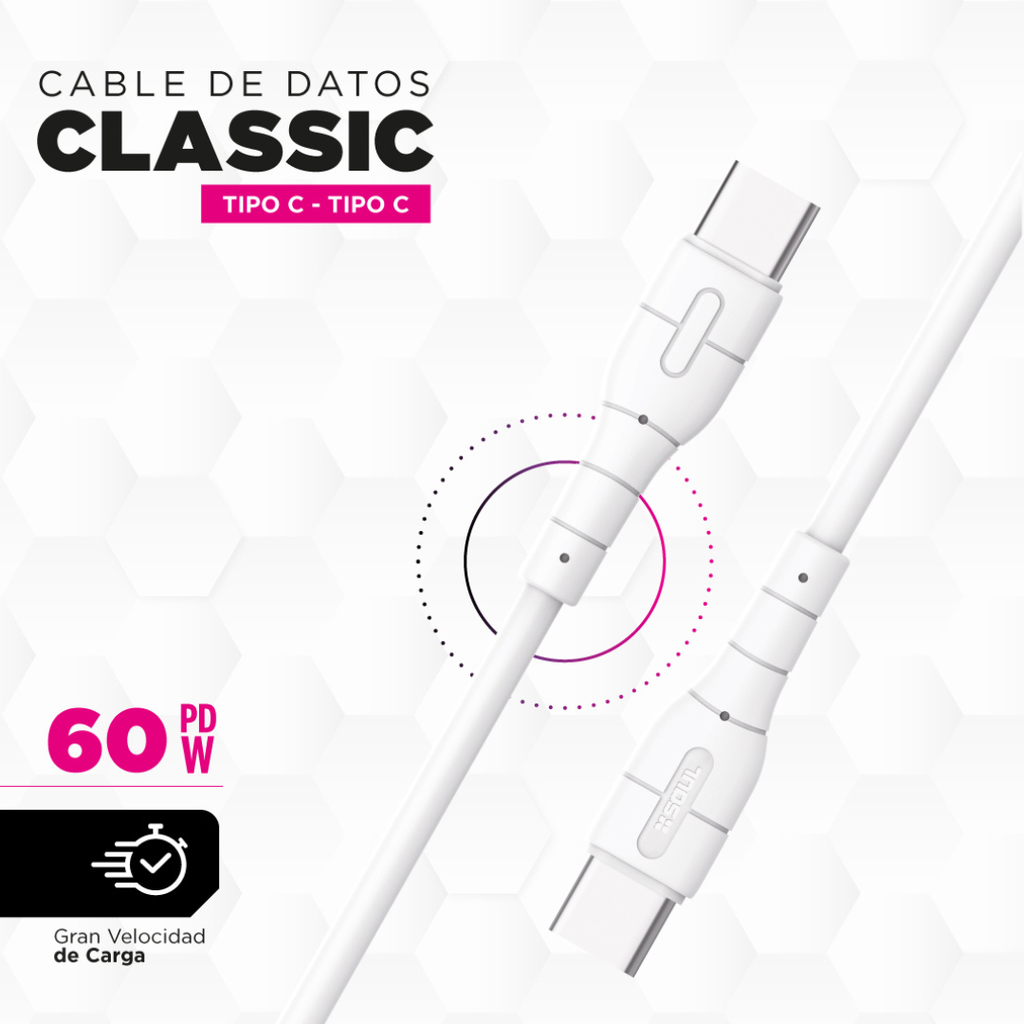 CABLE DE DATOS SOUL CLASSIC USB-CLPD60TT2M TC-TC 2M 60w