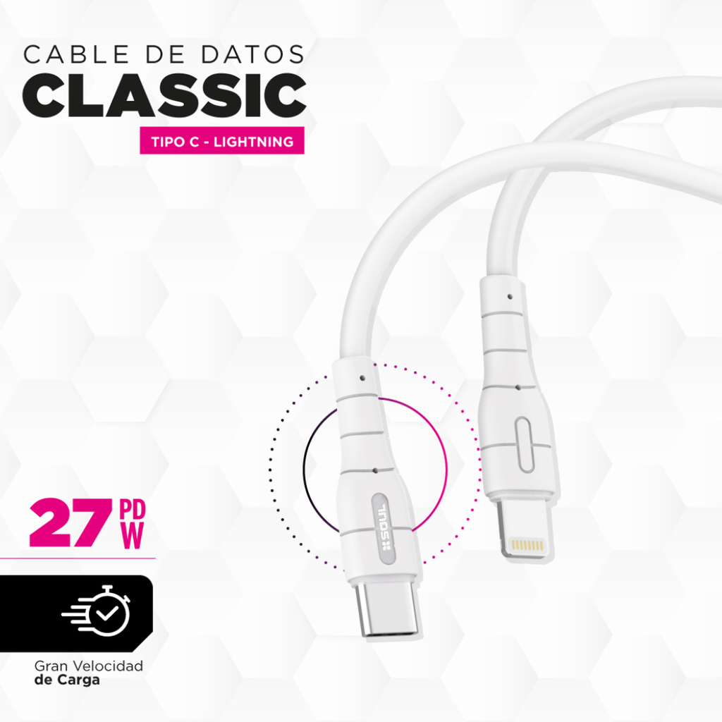 CABLE DE DATOS SOUL CLASSIC USB-CLPD27TL2M TC-L 2M 27w