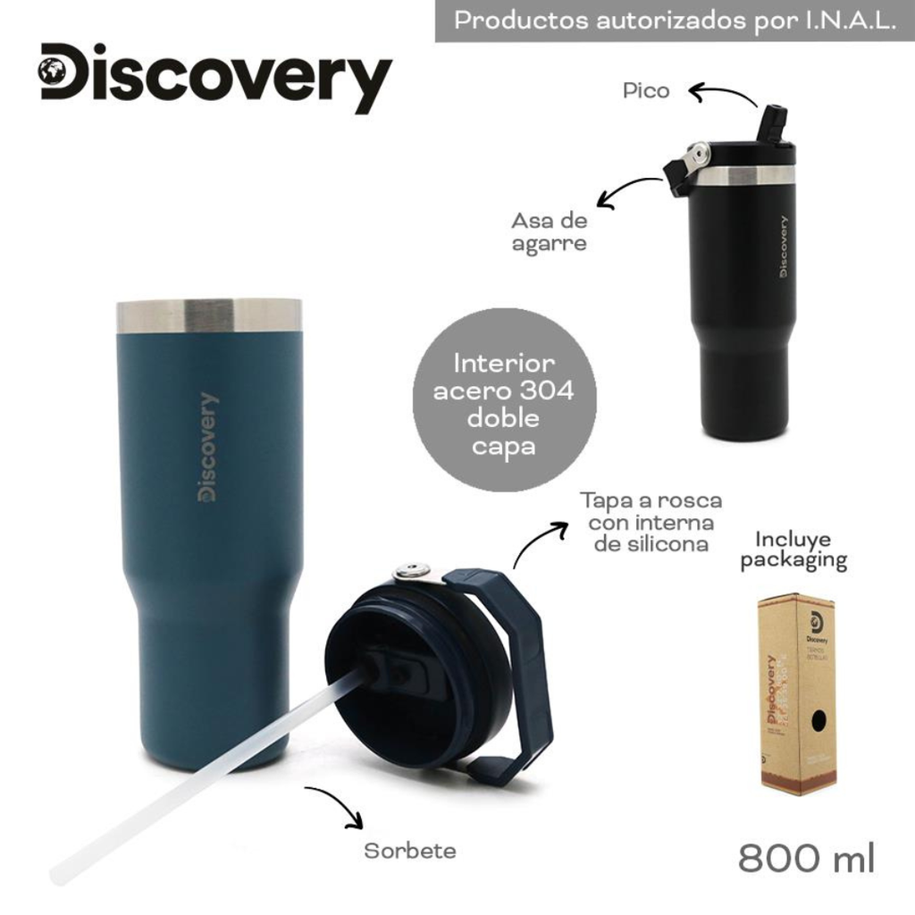 VASO TERMICO DISCOVERY 16448 900ML AZUL CON PICO