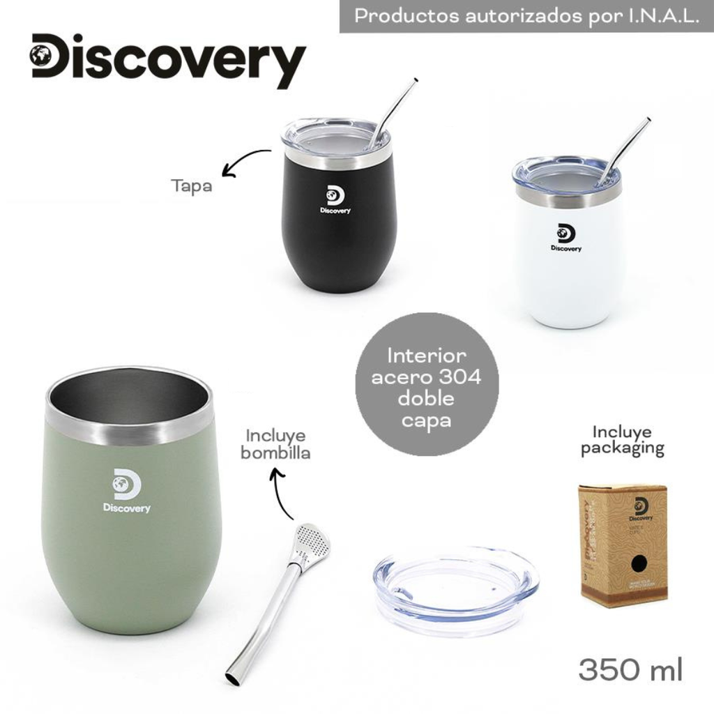 MATE DISCOVERY 18497 350ML NEGRO CON BOMBILLA