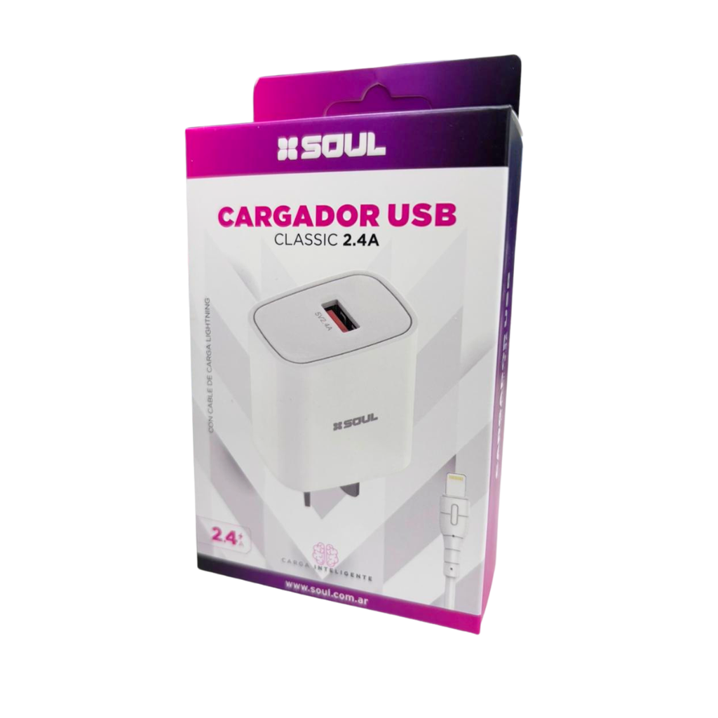 CARGADOR USB SOUL CLASSIC CVJ-XUSB1L 2.4A LIGHTNING