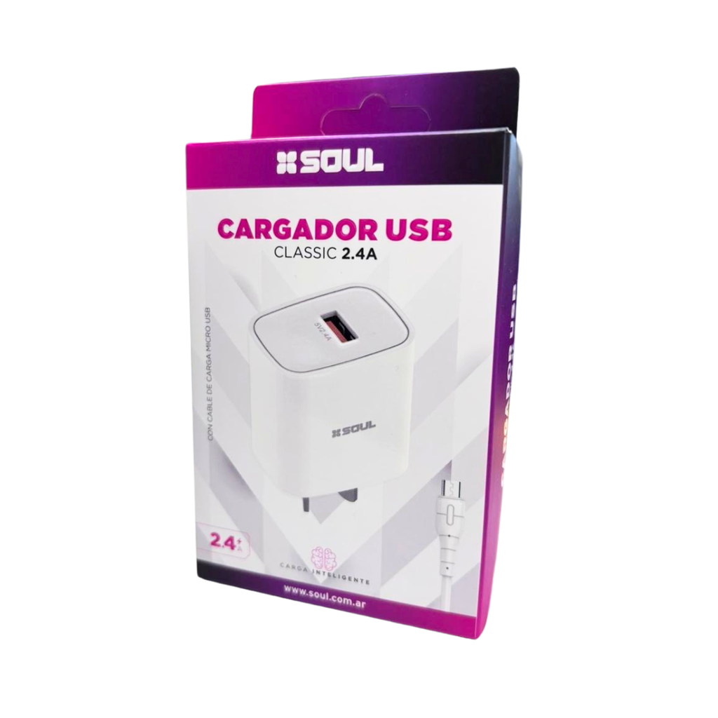 CARGADOR USB SOUL CLASSIC CVJ-XUSB1M 2.4A MICRO USB