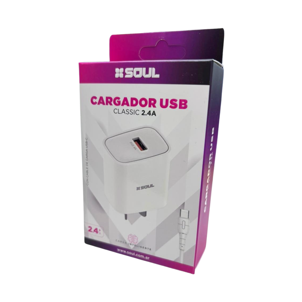 CARGADOR USB SOUL CLASSIC CVJ-XUSB1T 2.4A TIPO C