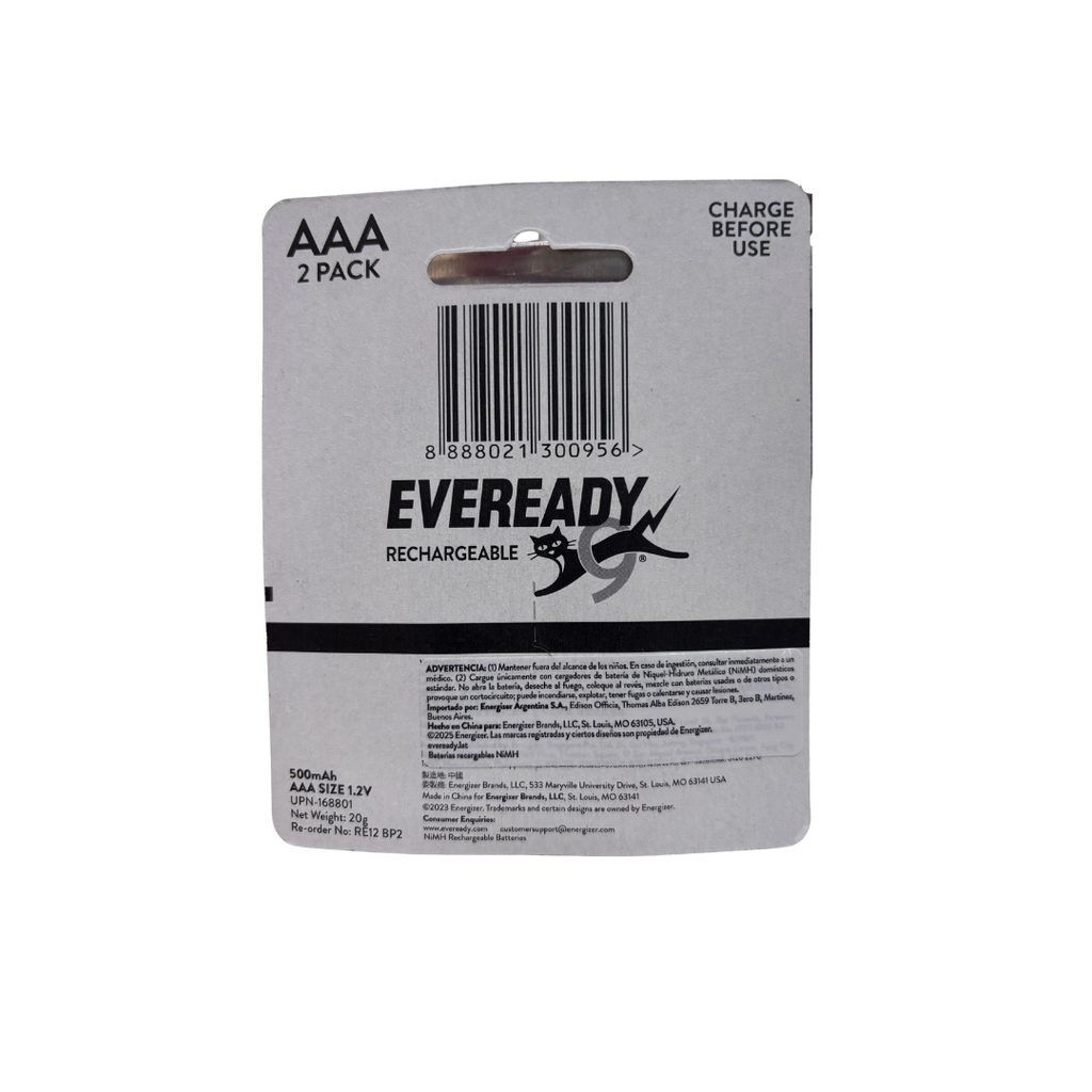 PILA EVEREADY AAA RECARGABLE RE12-BP2 500mAh