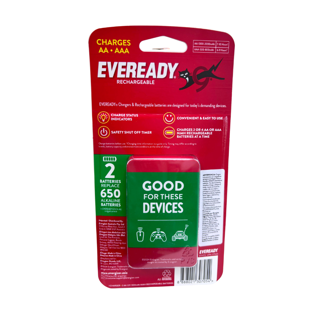 CARGADOR PILA EVEREADY EVVC5 USB+2AAx1300