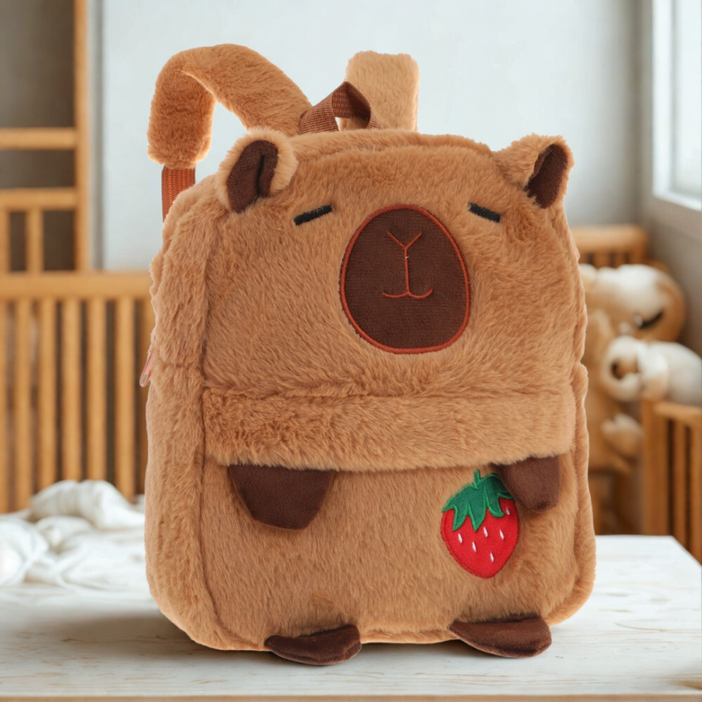 MOCHILA INFANTIL 53705 11" MARRON CON ROJO