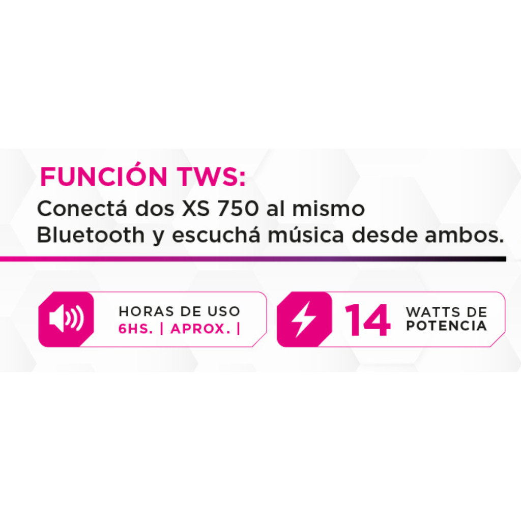 PARLANTE SOUL XS750 MIX TECH 14W LED NEGRO