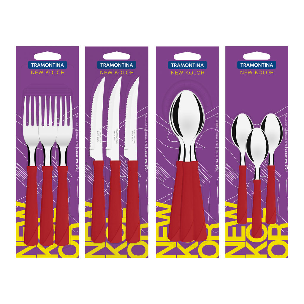 COMBO TRAMONTINA NEW KOLOR 12 PZS ROJO
