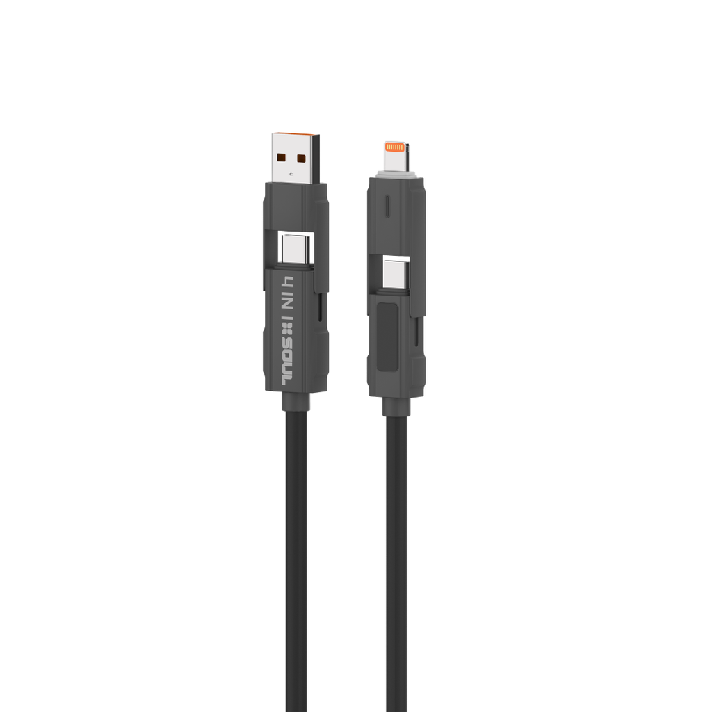 CABLE DE DATOS SOUL 4 EN 1 USB-4EN1NE PD 60w CON DISPLAY