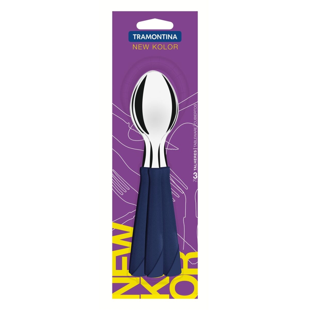 CUCHARA DE MESA TRAMONTINA 23163/310 NEW KOLOR 3PZS AZUL