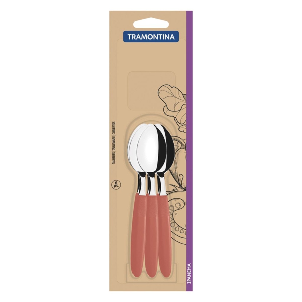 CUCHARA DE TE TRAMONTINA 23367/644 IPANEMA 6PZS SALMON