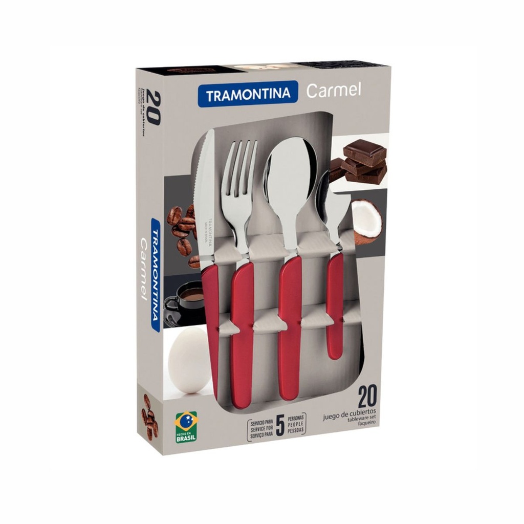 JUEGO DE CUBIERTOS TRAMONTINA 23499/083 CARMEL ROJO 20PZS