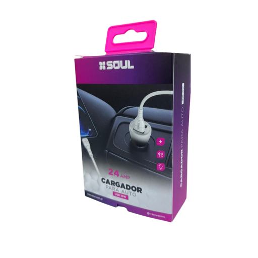 [164-74739] CARGADOR DE AUTO SOUL CA-DUSB10WT DUAL USB 10W TIPO C