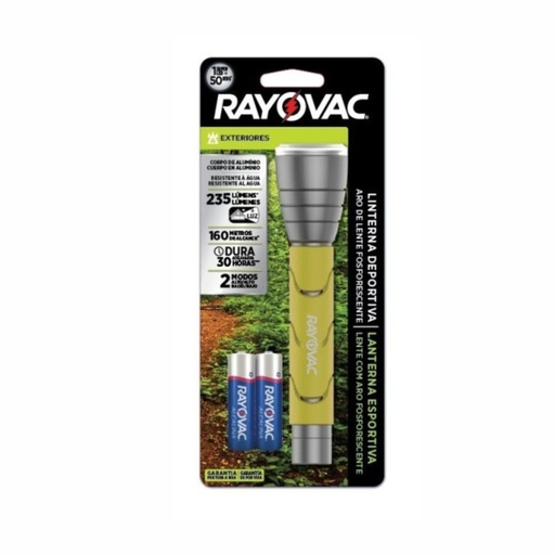 [030-00102] LINTERNA RAYOVAC SPORT2AA-B 235 LUMENS