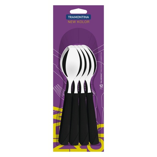 [086-63900] CUCHARA DE MESA TRAMONTINA 23163/900 NEW KOLOR 12 PZS NEGRO
