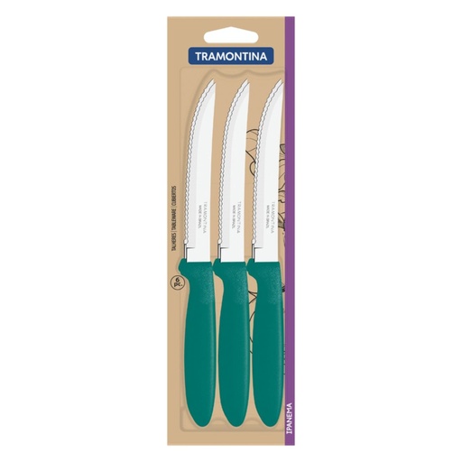 [086-60622] CUCHILLO P/ASADO TRAMONTINA 23360/622 IPANEMA 6 PZS VERDE